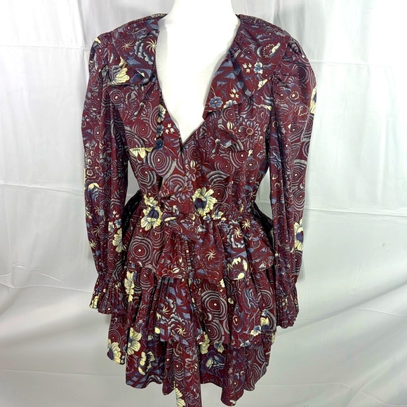 Ulla Johnson Lola Floral Tiered Minidress Heliotrope - Size 6 - Picture 2 of 11